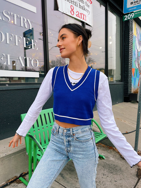 Feeling Electric Knit Vest// Cobalt